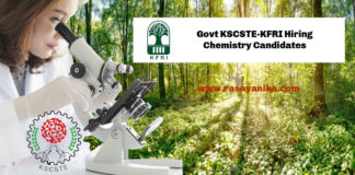 Govt KSCSTE-KFRI Hiring Chemistry Candidates - Project Fellow Post