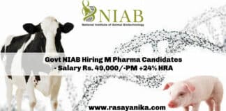 Govt NIAB Hiring M Pharma Candidates - Salary Rs. 49,000/-PM +24% HRA