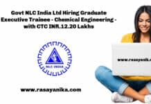 Govt NLC India Ltd Hiring Graduate Executive Trainee - Chemical Engineering - with CTC INR.12.20 Lakhs