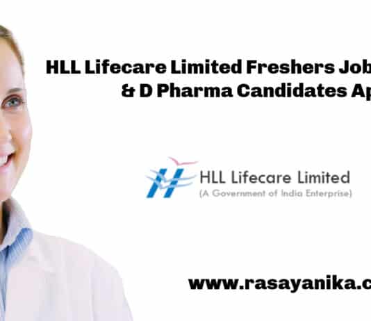 HLL Lifecare Limited Freshers Job - B Pharma & D Pharma Candidates Apply