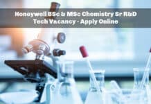 Honeywell BSc & MSc Chemistry Sr R&D Tech Vacancy - Apply Online