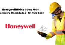 Honeywell Hiring BSc & MSc Chemistry Candidates - Sr R&D Tech