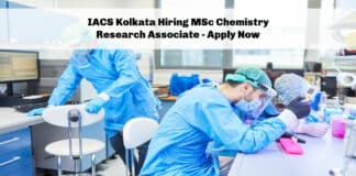 IACS Kolkata Hiring MSc Chemistry Research Associate - Apply Now