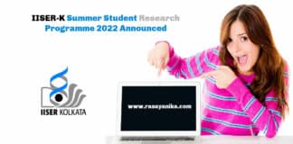 IISER-K Summer Student Research Programme 2022 Announced