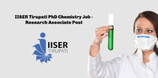 IISER Tirupati PhD Chemistry Job - Research Associate Post
