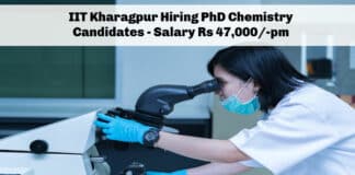 IIT Kharagpur Hiring PhD Chemistry Candidates - Salary Rs 47,000/-pm