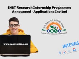 INST Research Internship Programme Announced - Applications Invited