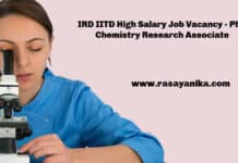 IRD IITD High Salary Job Vacancy - PhD Chemistry Research Associate