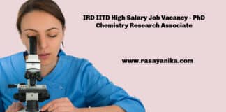 IRD IITD High Salary Job Vacancy - PhD Chemistry Research Associate