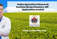 Indian Agricultural Research Institute Hiring Chemistry JRF - Applications Invited