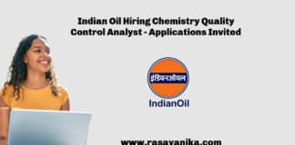 Indian Oil Hiring Chemistry Quality Control Analyst - Applications Invited