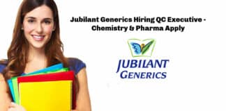 Jubilant Generics Hiring QC Executive - Chemistry & Pharma Apply