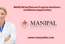 MAHE Hiring Pharma Program Assistant - Candidates Apply Online