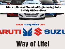 Maruti Suzuki Chemical Engineering Job - Safety Officer Post