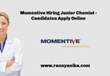 Momentive Hiring Junior Chemist - Candidates Apply Online