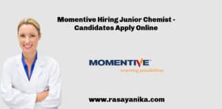 Momentive Hiring Junior Chemist - Candidates Apply Online