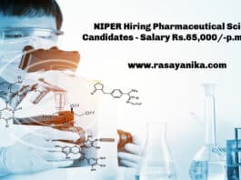 NIPER Hiring Pharmaceutical Science Candidates - Salary Rs.65,000/-p.m. + HRA