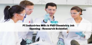 PI Industries MSc & PhD Chemistry Job Opening - Research Scientist