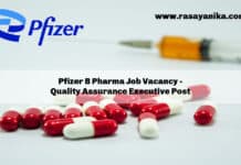 Pfizer B Pharma Job Vacancy - Quality Assurance Executive Post