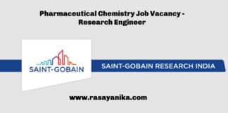 Pharmaceutical Chemistry Job Vacancy - Research Engineer