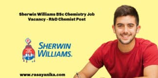 Sherwin Williams BSc Chemistry Job Vacancy - R&D Chemist Post