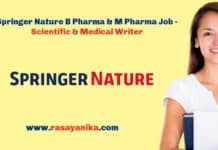 Springer Nature B Pharma & M Pharma Job - Scientific & Medical Writer