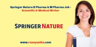 Springer Nature B Pharma & M Pharma Job - Scientific & Medical Writer