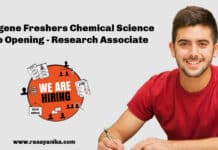 Syngene Freshers Chemical Science Job Opening - Research Associate