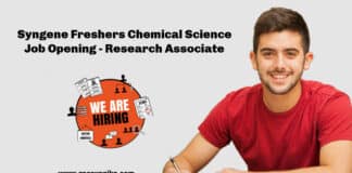 Syngene Freshers Chemical Science Job Opening - Research Associate