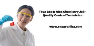 Teva BSc & MSc Chemistry Job - Quality Control Technician