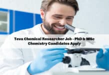 Teva Chemical Researcher Job - PhD & MSc Chemistry Candidates Apply