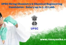 UPSC Hiring Chemistry & Chemical Engineering Candidates - Salary up to 1.15 Lakh