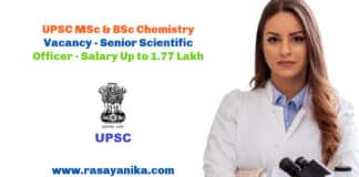UPSC MSc & BSc Chemistry Vacancy - Senior Scientific Officer - Salary Up to 1.77 Lakh
