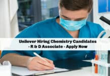 Unilever Hiring Chemistry Candidates - R & D Associate - Apply Now