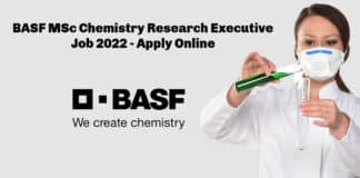 BASF MSc Chemistry Research Executive Job 2022 - Apply Online