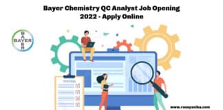 Bayer Chemistry QC Analyst Job Opening 2022 - Apply Online
