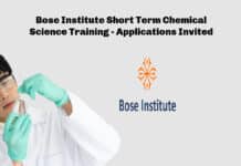 Bose Institute Short Term Chemical Science Training - Applications Invited