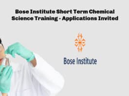 Bose Institute Short Term Chemical Science Training - Applications Invited