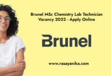 Brunel MSc Chemistry Lab Technician Vacancy 2022 - Apply Online