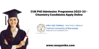 CUK PhD Admission 2022-23 - Chemistry Candidates Apply Online