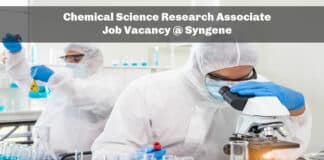 Chemical Science Research Associate Job Vacancy @ Syngene