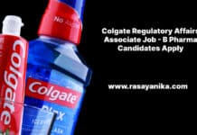 Colgate Regulatory Affairs Associate Job - B Pharma Candidates Apply