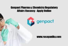 Genpact Pharma & Chemistry Regulatory Affairs Vacancy - Apply Online