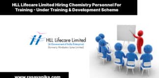 Govt HLL Lifecare Limited Hiring Chemistry Personnel For Training - Under Training & Development Scheme