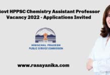 Govt HPPSC Chemistry Assistant Professor Vacancy 2022 - Applications Invited