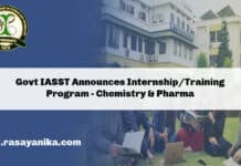 Govt IASST Announces Internship/Training Program - Chemistry & Pharma