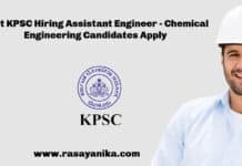 Govt KPSC Hiring Assistant Engineer - Chemical Engineering Candidates Apply