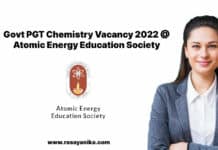 Govt PGT Chemistry Vacancy 2022 @ Atomic Energy Education Society