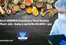 Govt WBHRB Chemistry Food Safety Officer Job - Salary up to Rs 92,000/-pm