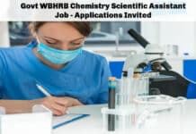 Govt WBHRB Chemistry Scientific Assistant Job - Applications Invited